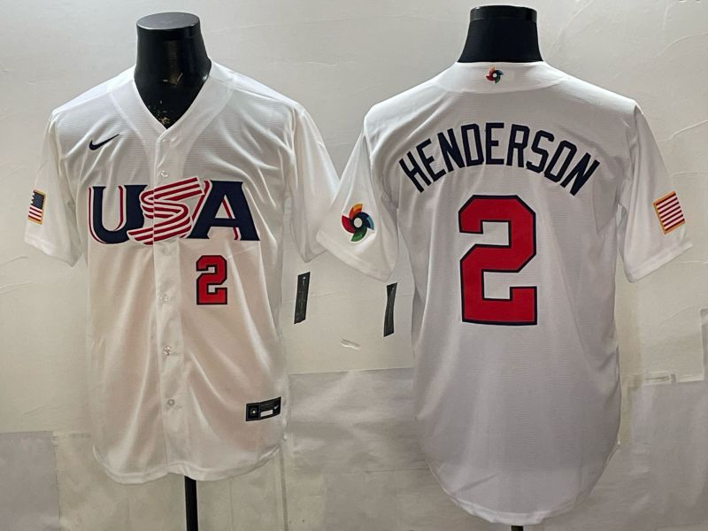 Men 2026 World Cub USA #2 Henderson White Nike MLB Jersey style 008->more jerseys->MLB Jersey